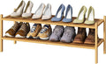 kiplant Long Shoe Rack, 2-Tier Bamboo Wood Shoe Rack, Stackable for Closet, Entryway & Hallway