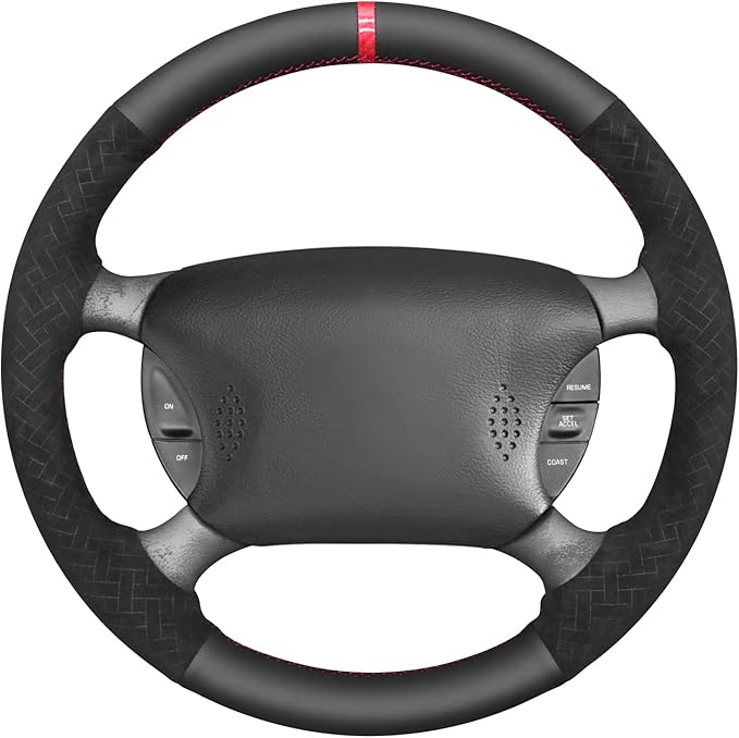 MEWANT Hand Sewn Steering Wheel Cover Wrap for Ford Mustang 1994-2004 Steering Wheel Accessories for Ford Mustang 1994-2004