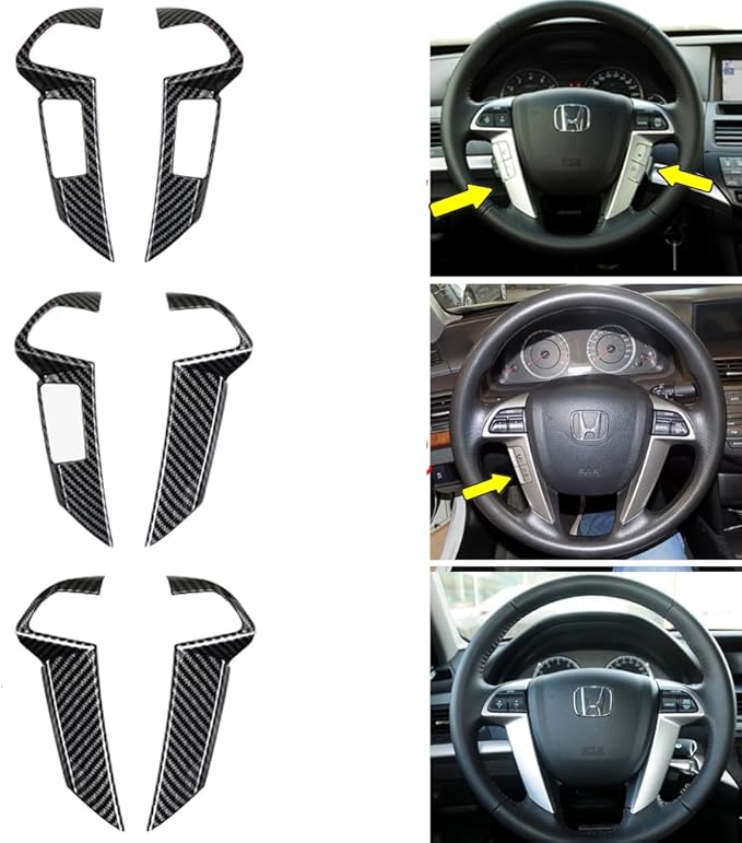 Carbon Fiber Style Steering Wheel Trim Cover Frame ABS Decal Interior Moulding AccessoriesFit for Honda Accord 2008 2009 2010 2011 2012 (No Button)