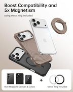 SYNCWIRE Magnetic Phone Ring Holder for MagSafe, 360° Rotation Cell Phone Grip Stand Finger Ring Kickstand Two-Sided Magnet Compatible with iPhone 17 Pro Max 16 15 14 13 12 MagSafe Accessories