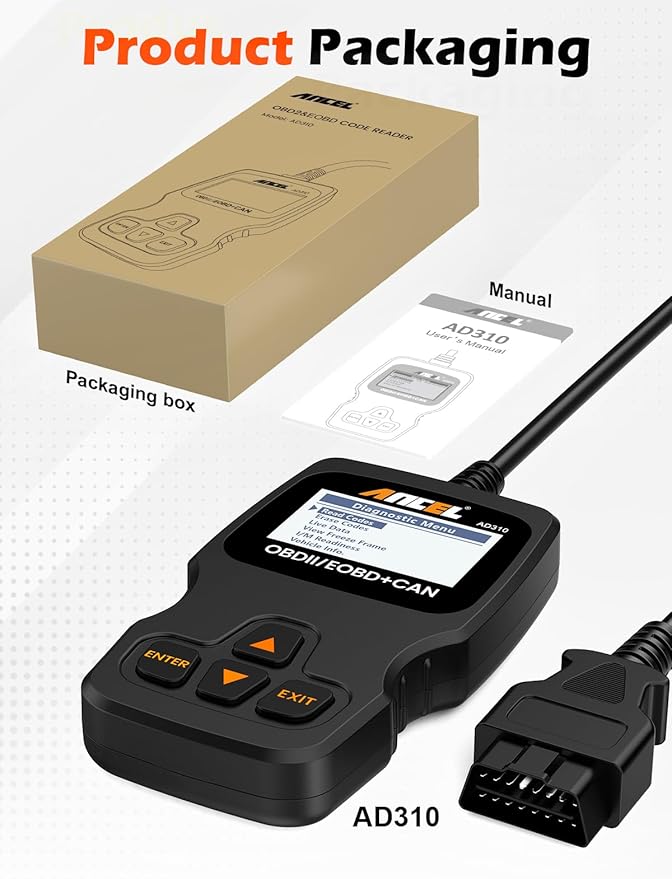 ANCEL AD310 Classic Enhanced Universal OBD II Scanner Car Engine Fault Code Reader CAN Diagnostic Scan Tool, Read and Clear