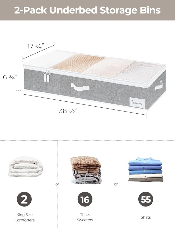 StorageWorks Underbed Storage Bins with Under Bed Storage with Lid