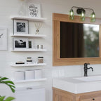 RICHER HOUSE 5 Set White Floating Shelves, Wall Mounted Shelves for Wall Decor, Modern Picture Ledge Shelf with Lip for Stora