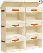 Homsorout Large Storage Bins with Lids - 6 Pack Foldable Decorative Organizers with Clear Windows & Handles, Cube Storage Org