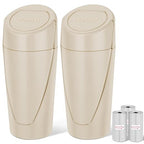 Car Trash Can, 2 Packs Mini Car Trash Bin with Lid, Leakproof Cup Holder Car Garbage Can with 60 Trash Bags, Vehicle Front Back Seat Organizers and Storage for Car, Home, Office, Beige