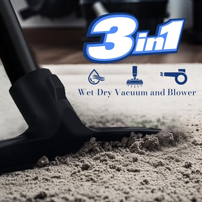 Koblenz Wet Dry Vacuum Cleaner, 9.0 Gallon Tank, 5.0 HP Powerful Vacuum for Dry and Wet Messes, Vacuum Cleaner and Blower, Ac