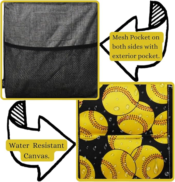 NGIL Extra Large Utility Tote Reusable Grocery Organizing Bag Oversized Collapsible for Storage, Picnic,Car, Beach (Softball-black)