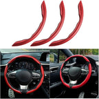 Mandark 3PCS Carbon Fiber Car Steering Wheel Cover, Anti-Skid Leather Vehicle Segmented Steer Wheel Protector, Auto Interior 