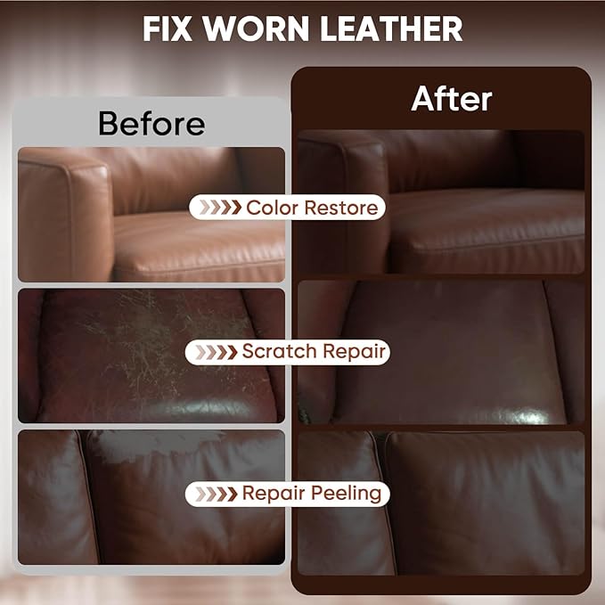 Leather Recoloring Balm - Scratch Repair & Color Restore Kit for Faded Leather, Leather Couch & Car Seats - 10OZ Leather Rest
