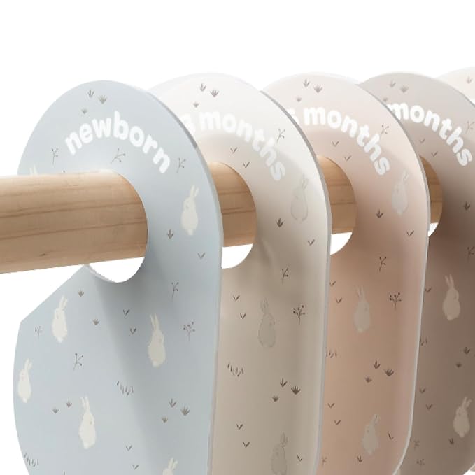 3 Sprouts Baby Closet Dividers 8-Piece Set Newborn to 2T - Double-Sided Organizer for Nursery Clothing Storage - Rabbit