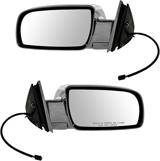 TRQ 2 Piece Driver and Passenger Side Mirror Assembly Set Electric Adjustment Non-Heated No Memory Chrome Compatible with 198