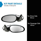 TRQ 2 Piece Driver and Passenger Side Mirror Assembly Set Electric Adjustment Heated No Memory Black Compatible with 1997-200