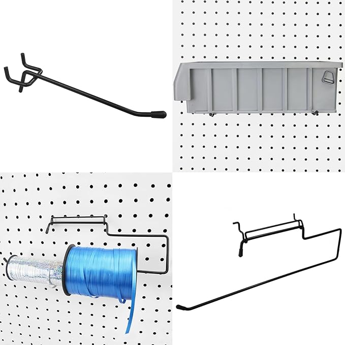 G.CORE Peg Board Organizer 21 Pack, Pegboard Accessories with Baskets Cups Hooks - 1/8" & 1/4" Peg Board Wall Tool Organizers