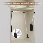 Pull Down Closet Rod Stainless Steel,35"-48" Adjustable Wardrobe Lift Rail Rod,60 lbs Load Capacity,Side & Back Mounted Close