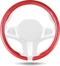 Aimato Car Steering Wheel Cover Carbon Fiber, Ultra-Thin Car Steering Wheel Cover,Comfortable & Breathable Microfiber,Universal Fit for Most Cars, Matte Red