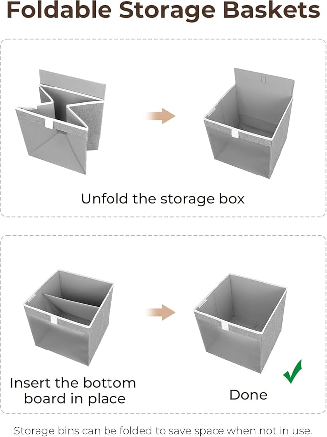 StorageWorks 13x13 Storage Cubes, Closet Storage Bins with Clear Window, Large Fabric Organizer for Clothes, Collapsible Stor