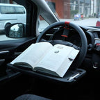 Steering Wheel Desk, Auto Car Steering Wheel Tray for Laptop, Food, Drink, Black ABS Material