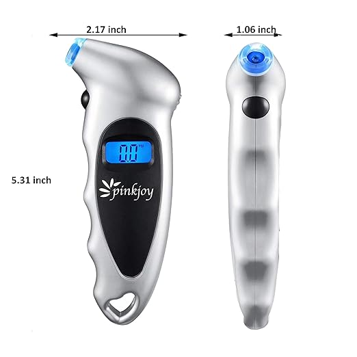 PINKJOY Digital Tire Pressure Gauge 2 Pack 150 PSI, 4 Settings, Tire Gauge for Car, Truck, Motorcycle, Bicycle with Backlit LCD and Non-Slip Grip (Silver)