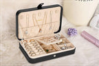 LANDICI Small Jewelry Box for Women Girls, PU Leather Travel Jewelry Case, Portable Jewelry Organizer Storage Holder Display 