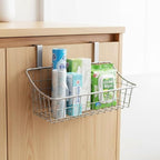 LeleCAT Basket with hook Grid Storage Basket,Hang it behind a door or on a railing,Over the Cabinet Door,Champagne Gray,2 Pac