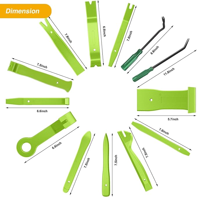GOOACC 13PCS Nylon Trim Removal Tool Set for Bumper Fastener Rivet Clips Car Door Clip Panel Audio Video Dashboard Dismantle 