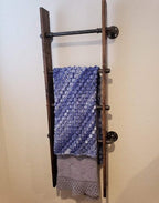 Rustic Industrial Pipe and Wood Blanket Ladder - Wood Quilt Ladder - Rustic Quilt Blanket Ladder - Pipe Decor Blanket Ladder 