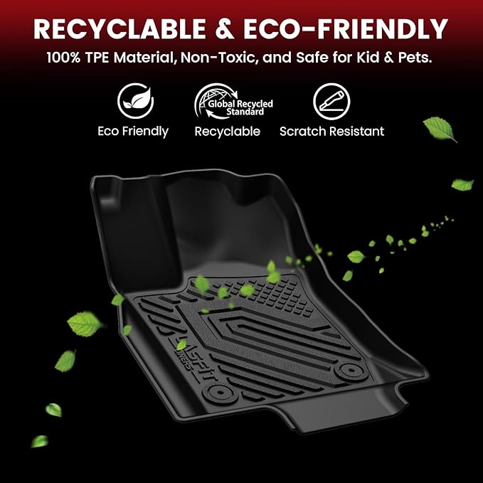 LASFIT Floor Mats&Trunk Mat&Backrest Mats for Dodge Durango 2016-2026, Fit 2nd Row Bench Seat(7seats), Not for 2nd Row Bucket Seat(6seats/5 Seats), All Weather TPE Custom Fit Cargo Liner, Black