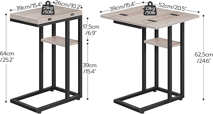 HOOBRO Floating Shelves and C Shaped End Table, Wall Mounted Shelf Set of 2, Foldable End Table with Storage Shelf, Small Sna