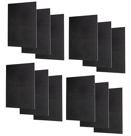 WallPeg Pegboard Panels Garage Organization - 12 ea (24"x16") Black Peg Board Panel Set - (PB-1-B) Tool Organizer, Crafts, Sh