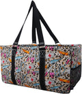 NGIL Extra Large Utility Tote Reusable Grocery Bag Oversized Collapsible for Groceries, Storage, Picnic, Beach (Cheetah Nurse-Black)