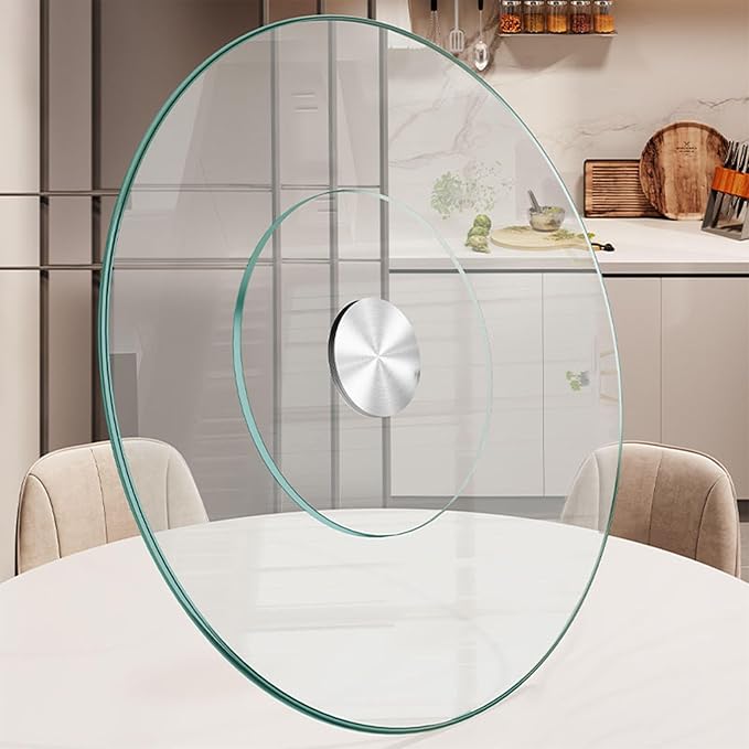 22.8" Lazy Susan for Table Top Tempered Glass Rotating Serving Tray for Dining Table, Kitchen Lazy Susan Organizer Spinning R