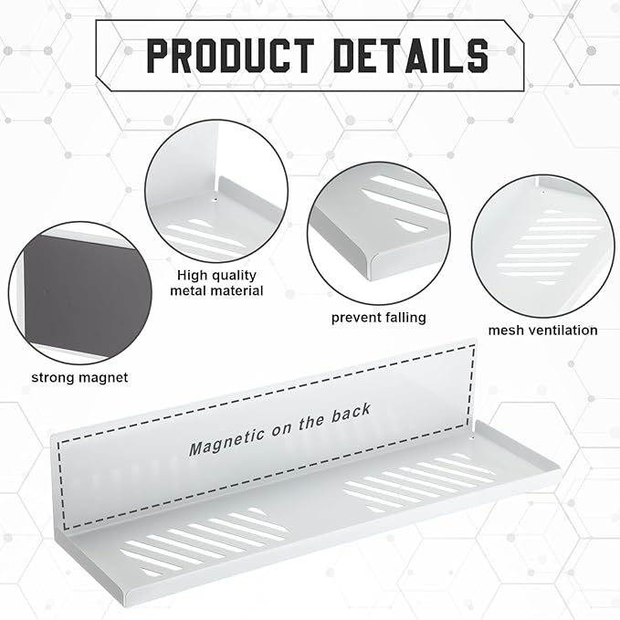 Therwen 4 Pack Magnetic Pegboard Shelves Wall Organizer Metal Pegboard Shelf Steel Tray Accessories Organizing Tools for Craf