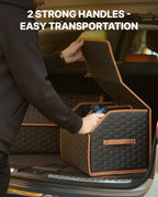 Owleys Sedan Trunk Organizer 17.7" Storage Tote For Groceries, Tools & Travel Gear - Foldable Eco-Leather Car Crate With