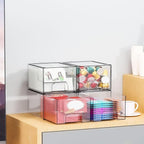 4.4" Tall Small Clear Acrylic Stackable Storage Drawers for Vanity,Under Sink,Bathroom Closet,Medicine Cabinet Organization a