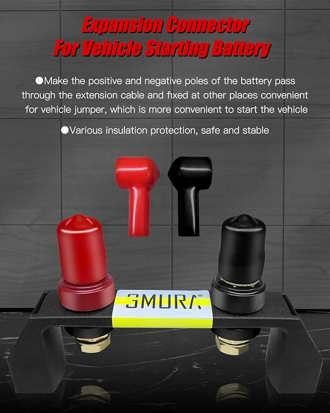 Battery Jump Post Kit, Waterproof Remote Battery Jumper Terminals W/Cable & Mounting Bracket, Heavy Duty Battery Charging Posts for UTV ATV Truck Trailer, Fit for Can Am X3 Polaris RZR 2 or 4 Seats