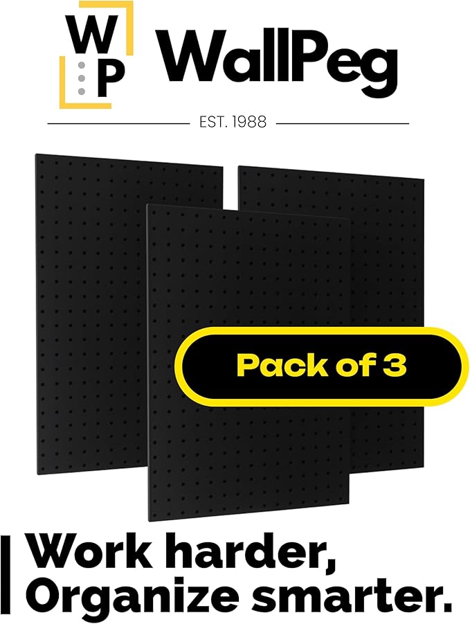 WallPeg 24" x 48" Pegboard Wall Organizer - Kit (PK-312-B) Peg Board Organizer Accessories for Garage pegboard Storage, Tool 