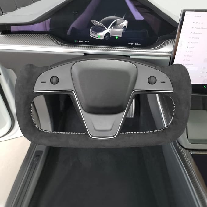 MEWANT Hand Stitched Tesla Model S Yoke Steering Wheel Cover Wrap for Tesla Model S 2021-2023 / Model X 2021-2023 Tesla Yoke Steering Wheel Accessories