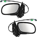 TRQ 2 Piece Driver and Passenger Side Mirror Assembly Set Electric Adjustment Heated Memory Black Compatible with 1998-2002 B