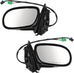 TRQ 2 Piece Driver and Passenger Side Mirror Assembly Set Electric Adjustment Heated Memory Black Compatible with 1998-2002 B