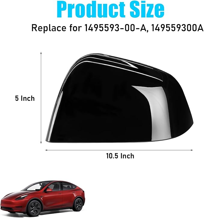 Jaronx Compatible with Tesla Model Y Side Mirror Cover Replacement 2020 2021 2022 2023 2024, Left Driver Side Black Door Wing Rearview Mirror Cover Cap for Tesla Model Y Accessories-Glossy Black