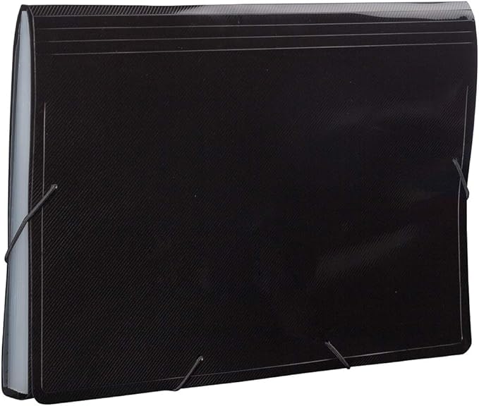 JAM PAPER Accordion Folders - 13 Pocket Plastic Expanding File - Legal Size - 10 x 15 - Black - Sold Individually
