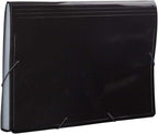 JAM PAPER Accordion Folders - 13 Pocket Plastic Expanding File - Legal Size - 10 x 15 - Black - Sold Individually