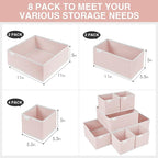 Criusia 8 Pack Underwear Drawer Organizer, Drawer Organizer Clothes, Foldable Cloth Storage Box Closet Dresser Drawer Divider