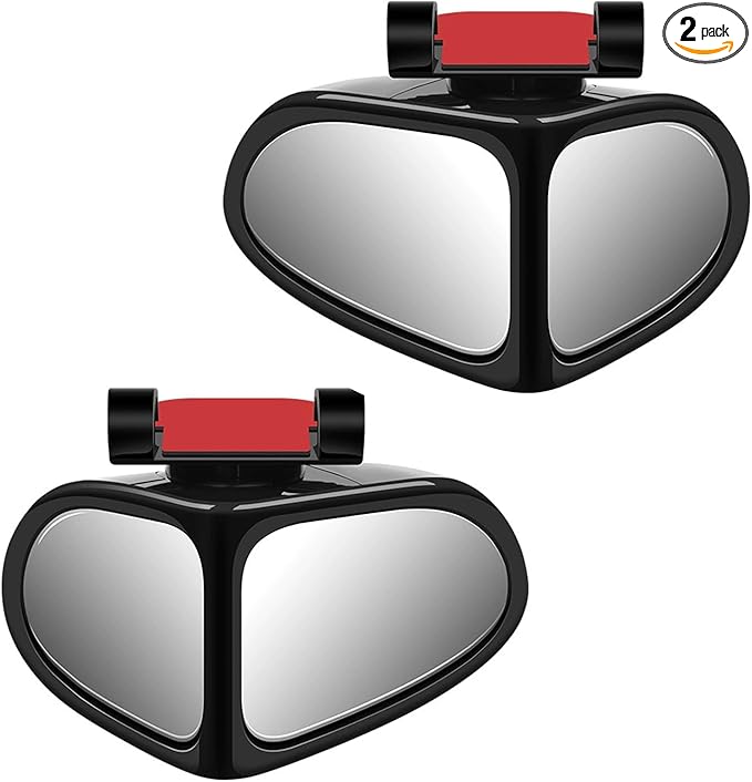 2PCS Car Blind Spot Mirrors, Double-Sided 360° Adjustable Rotating Rear View Mirror, HD Glass Wide Angle Auxiliary Blindspot Mirror, Universal for Most Car