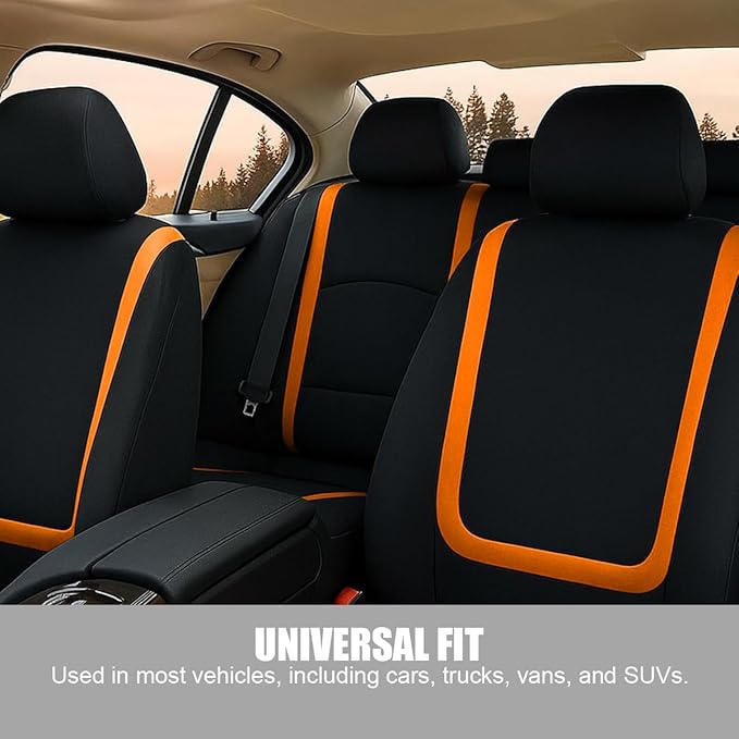 BELOMI Car Seat Covers Full Set, Breathable Premium Cloth Auto Seat Cover, Universal Front and Rear Seat Covers, Automotive I