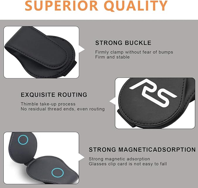 Sunglasses Holder Suit for Chevy Camaro RS Car Sun Visor Magnetic Leather Glasses Sunglass Clip Eyeglasses Mount for Car Accessories RS Owners