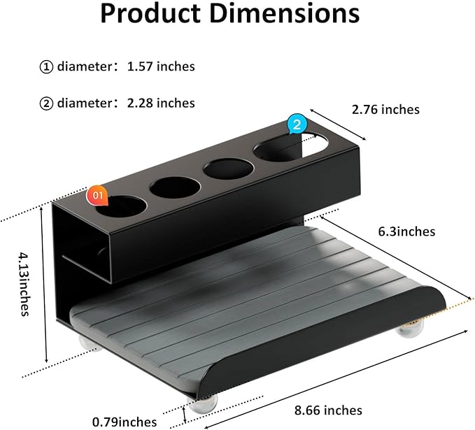 YOOLENS Quick Dry Electric Toothbrush Holder 4 Slots Metal Bathroom Counter Organizer for Toothpaste Razor Mouthwash, Black