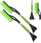 2 Pack 27" Snow Brush and Detachable Ice Scraper for Car Windshield and Window, Car Snow Scraper and Brush with Foam Grip for Cars, Trucks, SUVs, Winter Accessories(Green)