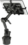Mount-It! Carbon Fiber Cup Holder Tablet Mount Tablet Holder for Car Truck SUV, Adjustable 7–11 Inch iPad & Tablets, 18" Extension Arm, 360° Rotation, Fits 2.75"–3.5" Cupholders, ELD GPS Holder