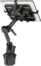 Mount-It! Carbon Fiber Cup Holder Tablet Mount Tablet Holder for Car Truck SUV, Adjustable 7–11 Inch iPad & Tablets, 18" Extension Arm, 360° Rotation, Fits 2.75"–3.5" Cupholders, ELD GPS Holder